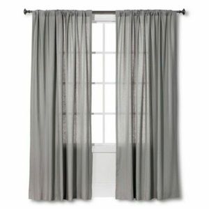 Threshold, grey linen curtain panels (2) 54x84. Brand new.